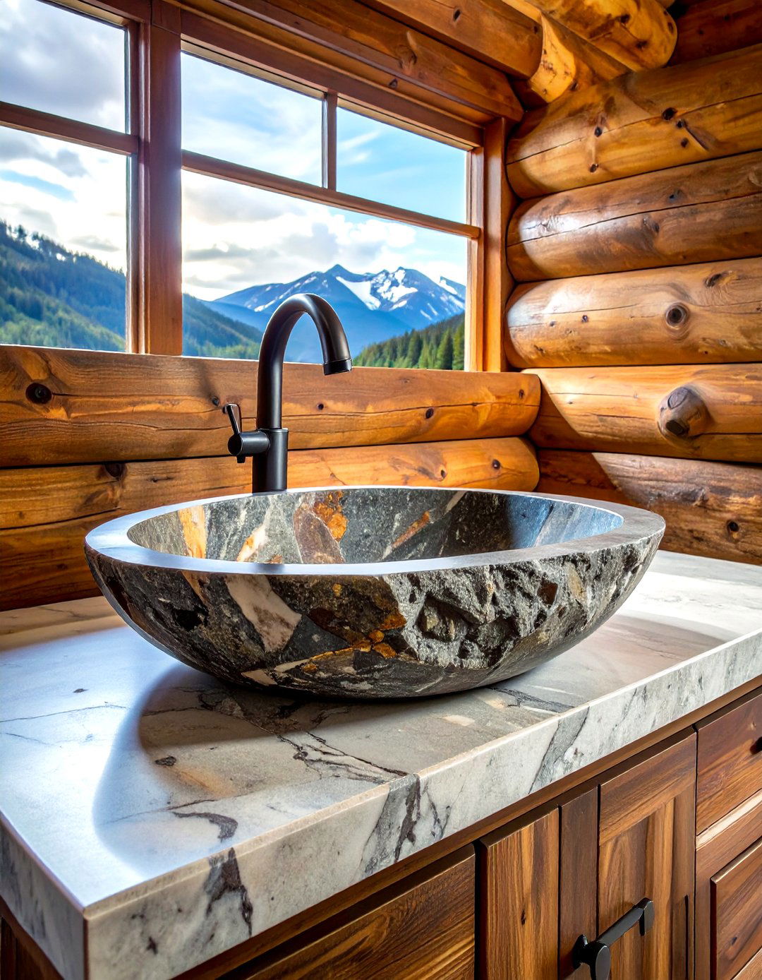 Natural edge stone vessel sink - 30 vessel sink ideas