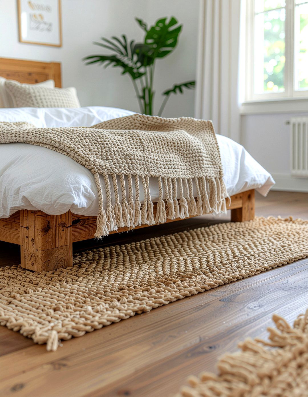 Natural jute rug - 30 better sleep bedroom ideas