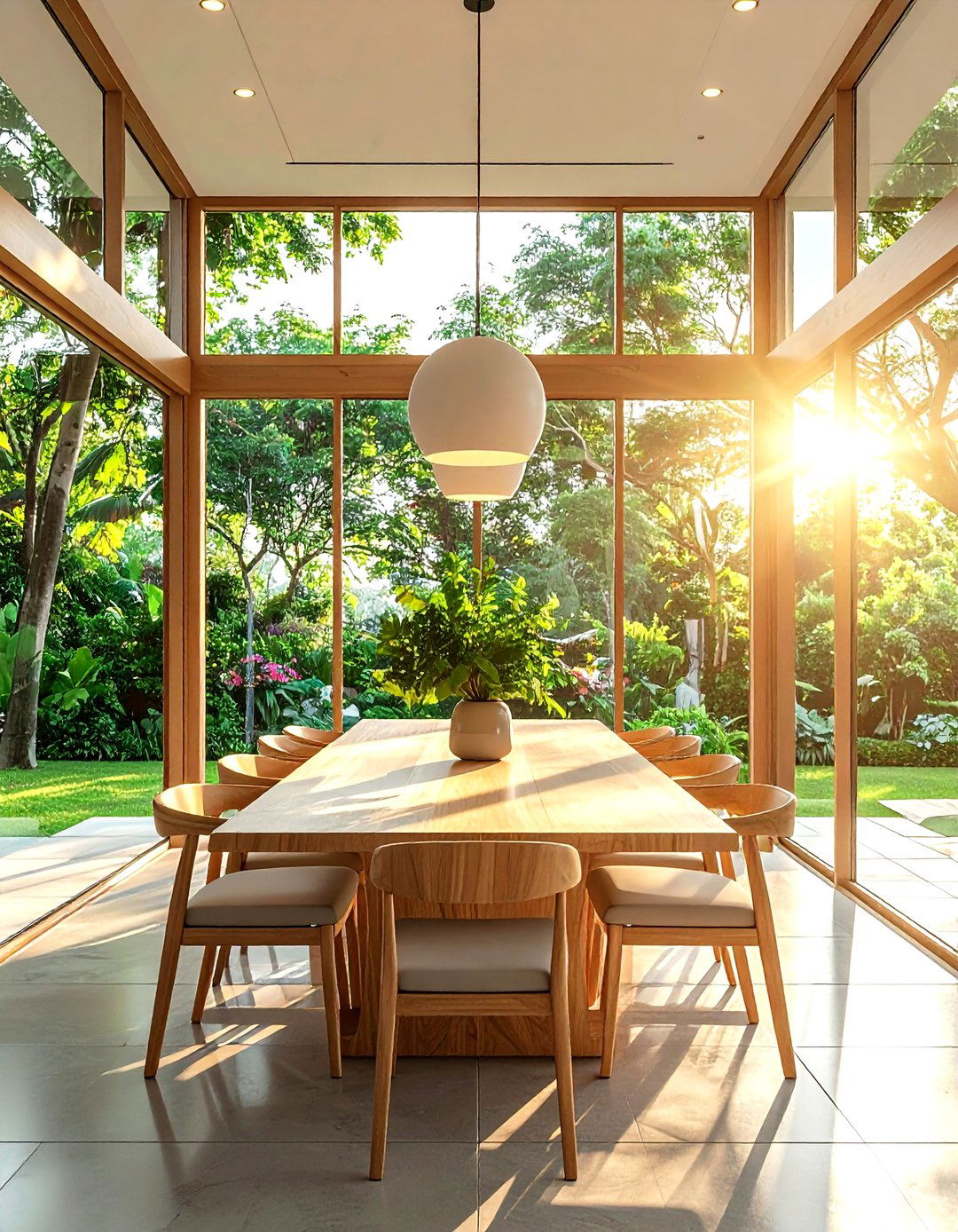 Natural light with large windows - 30 dining room layered lighting ideas