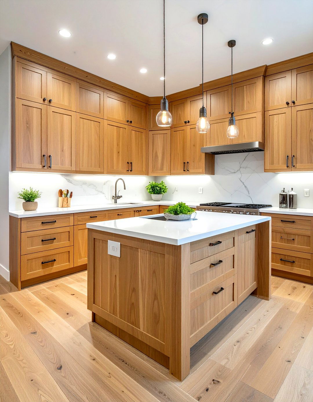 Natural maple shaker cabinets - 30 maple kitchen cabinet ideas
