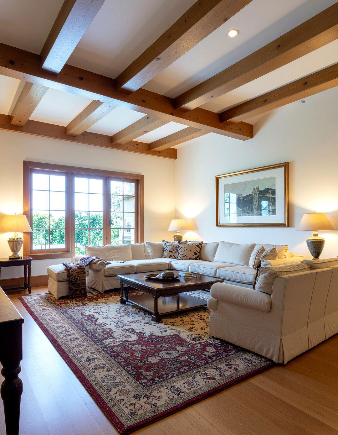 Natural oak ceiling beams - 30 exposed beam living room ideas