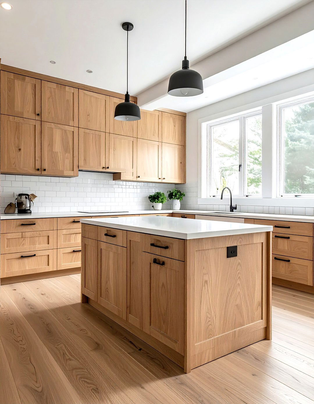 Natural oak flat panel cabinets - 30 flat panel kitchen cabinet ideas