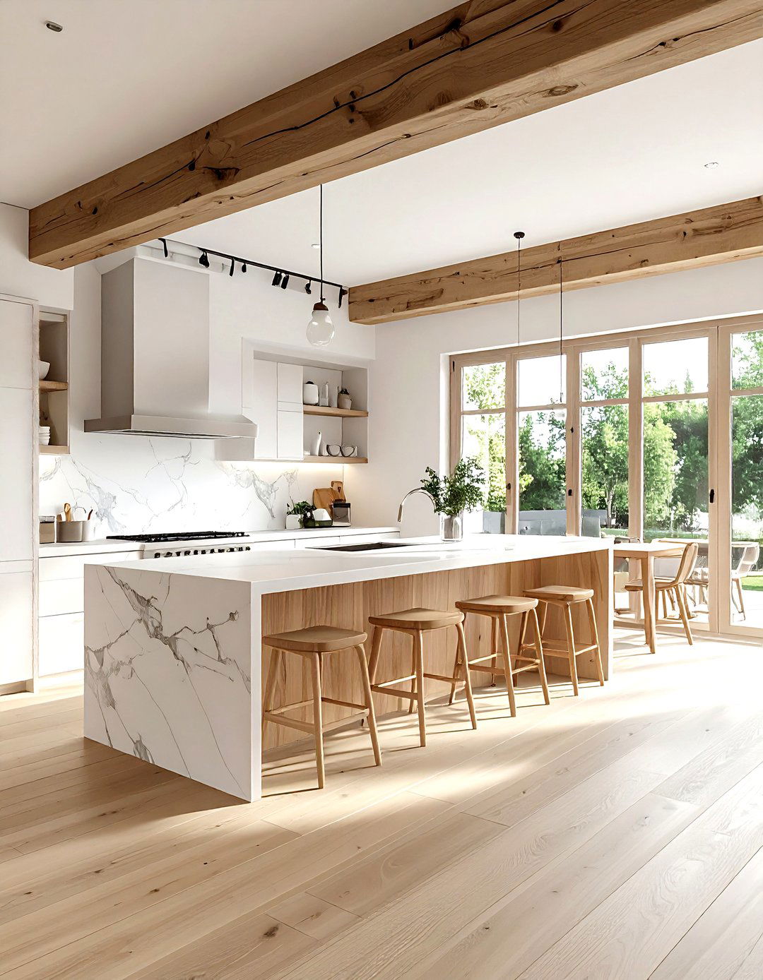 Natural oak kitchen beams - 30 kitchen beamed ceiling ideas