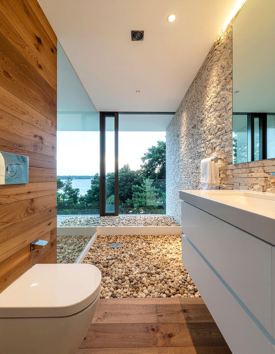Natural pebble floor - 30 mosaic bathroom ideas