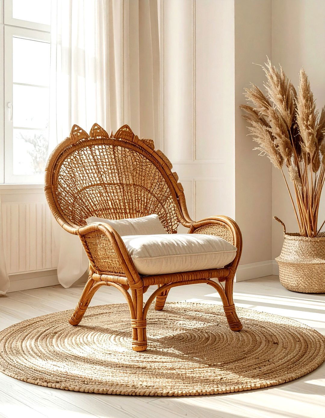 Natural rattan peacock chair - 30 living room peacock chair ideas