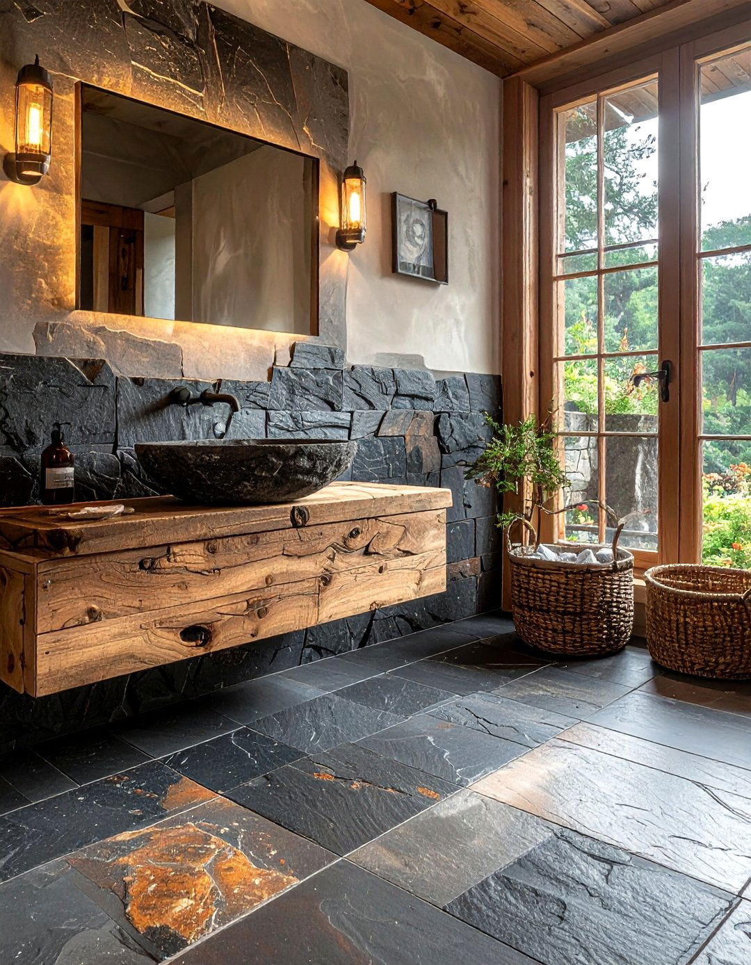 Natural slate tile - 30 non-slip bathroom floor ideas
