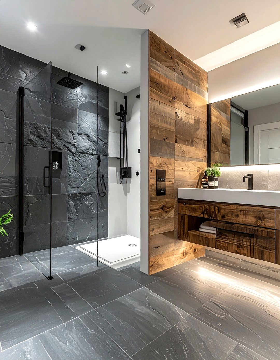 Natural slate tile - 30 bathroom flooring ideas