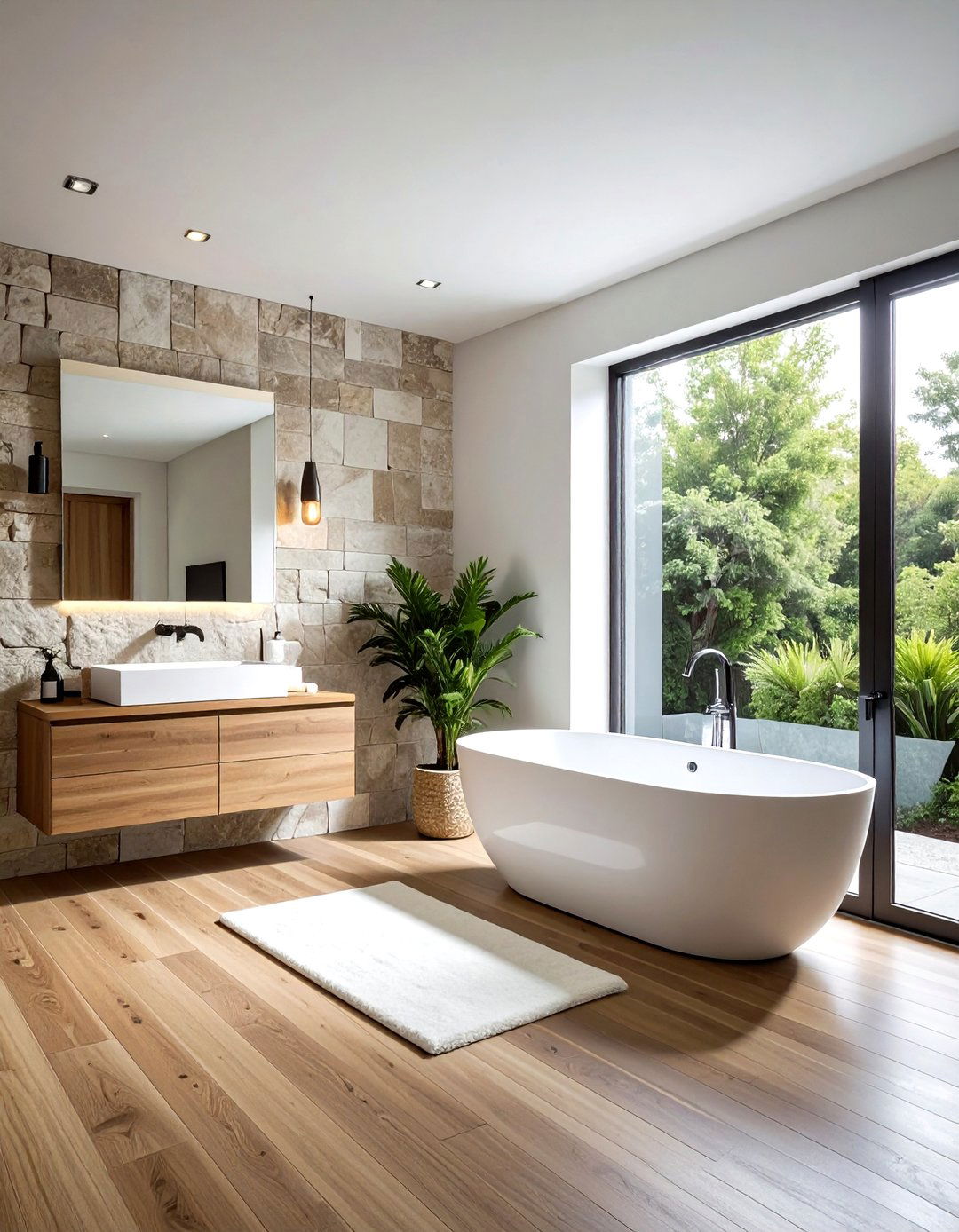 Natural stone accent wall - 30 sophisticated bathroom ideas