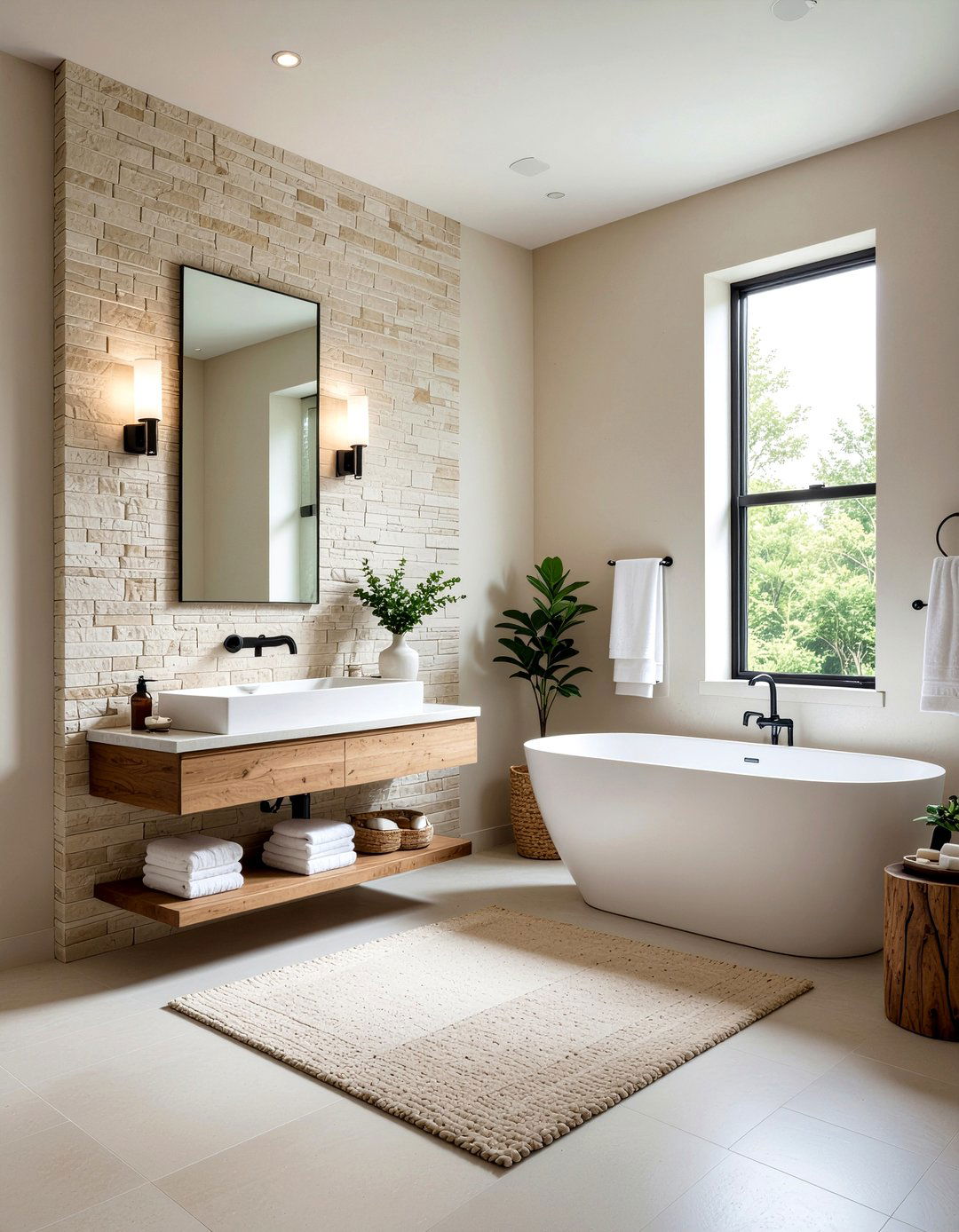 Natural stone bathroom wall - 30 bathroom feature wall ideas