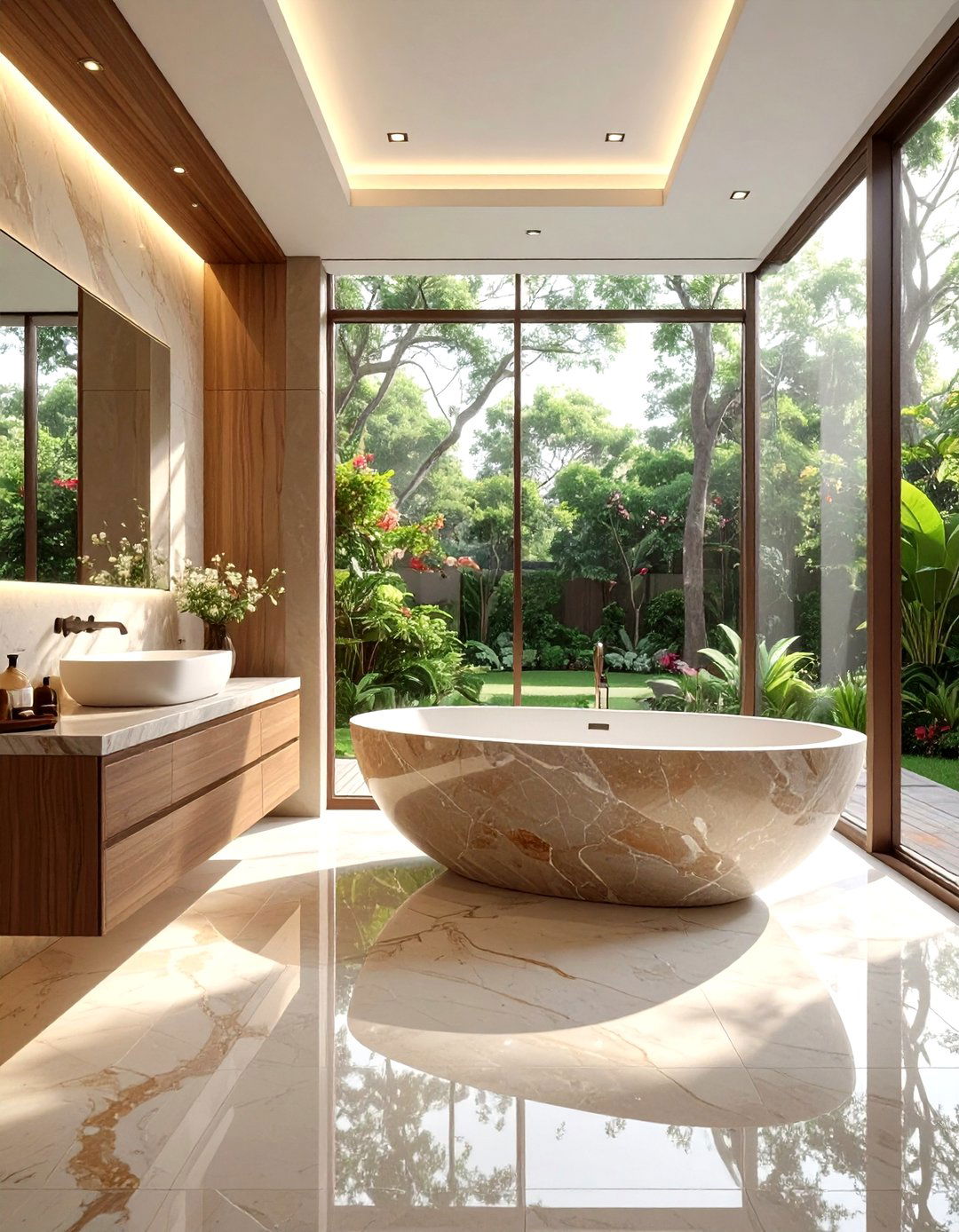 Natural stone bathtub - 30 stone decor ideas