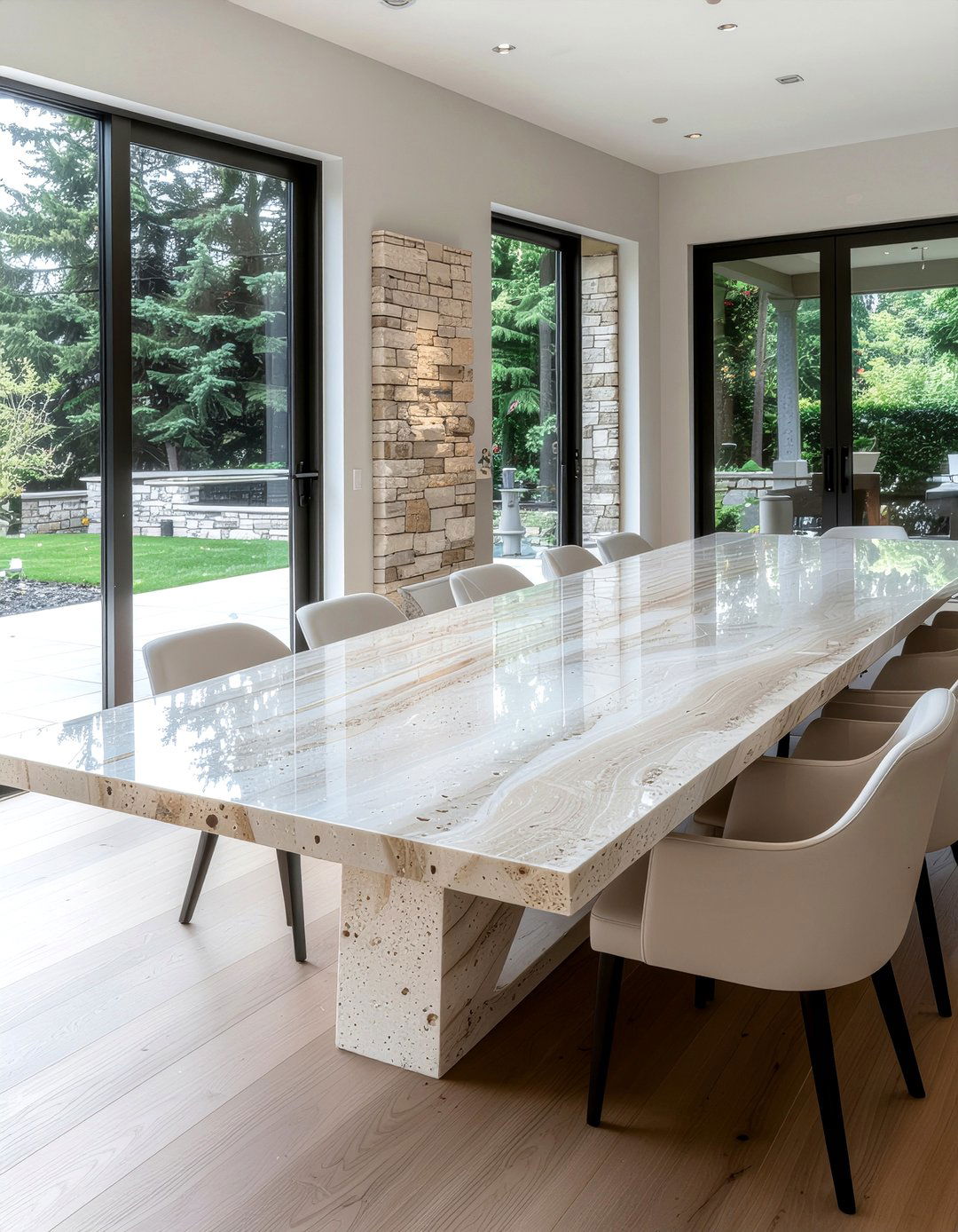 Natural stone dining table - 30 environmentally friendly dining room ideas