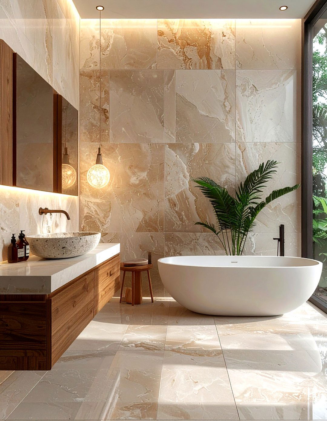 Natural stone finishes - 30 bathroom wellness ideas