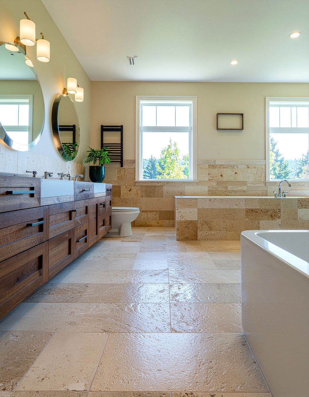 Natural stone floor - 30 French country bathroom ideas