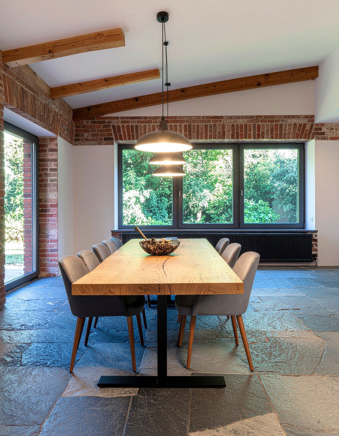 Natural stone flooring - 30 rural dining room ideas