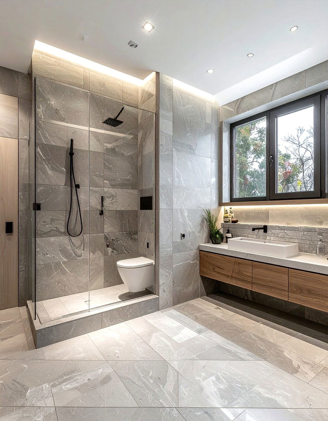 Natural stone mosaic wet room - 30 stone mosaic bathroom ideas