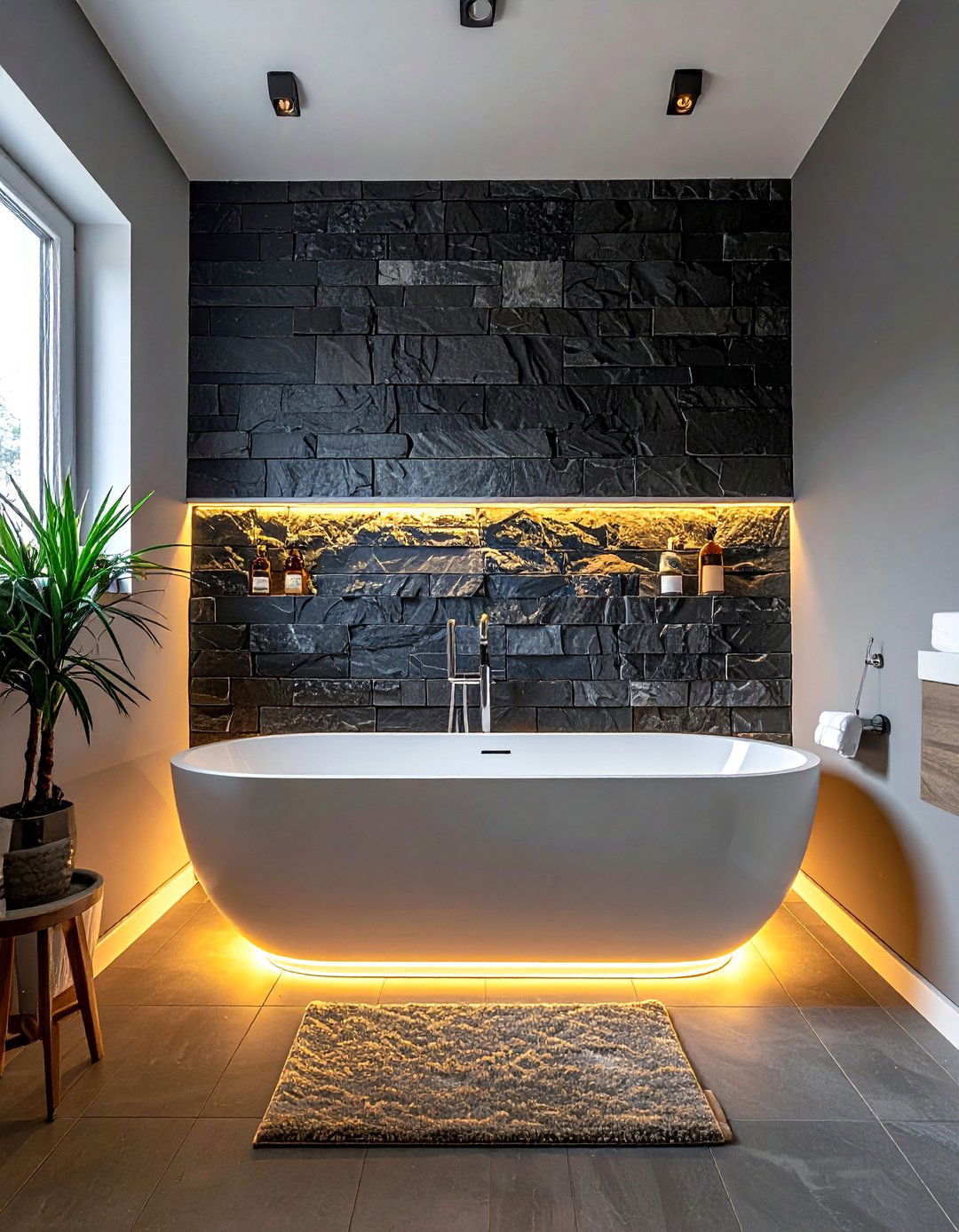 Natural stone wall - 30 ultimate bathroom ideas