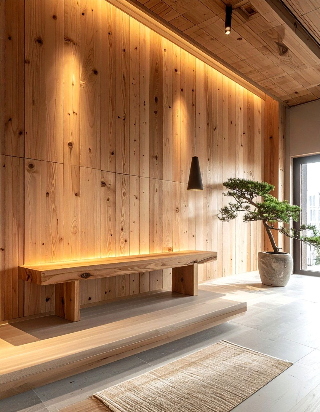 Natural wood accent - 30 Japanese home decor ideas