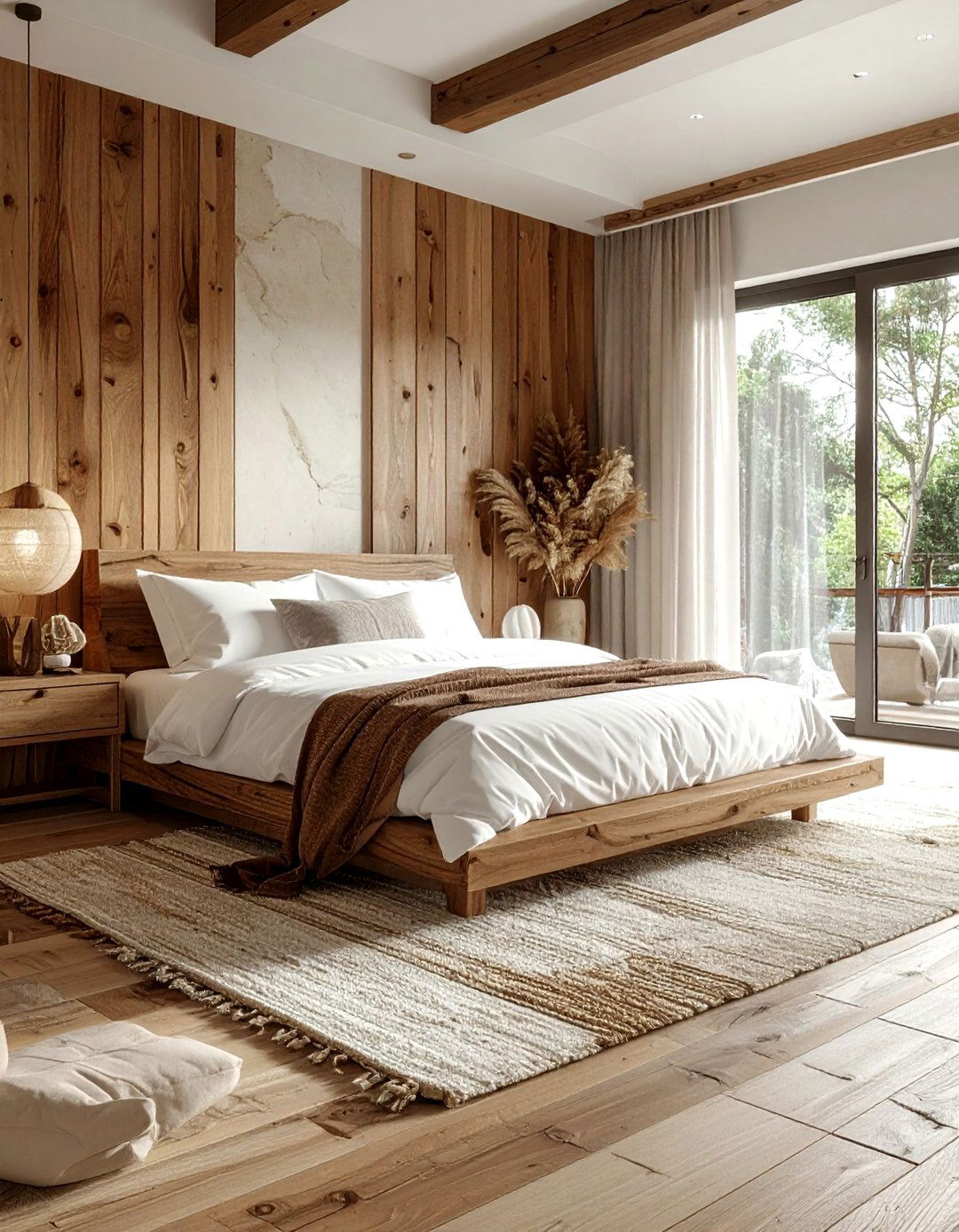 Natural wood and white bedroom - 30 brown and white bedroom ideas