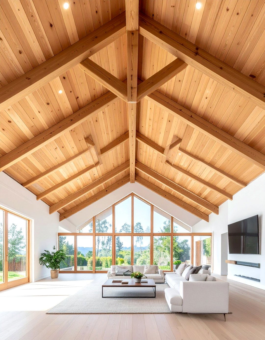 Natural wood ceiling - 30 lake house decor ideas