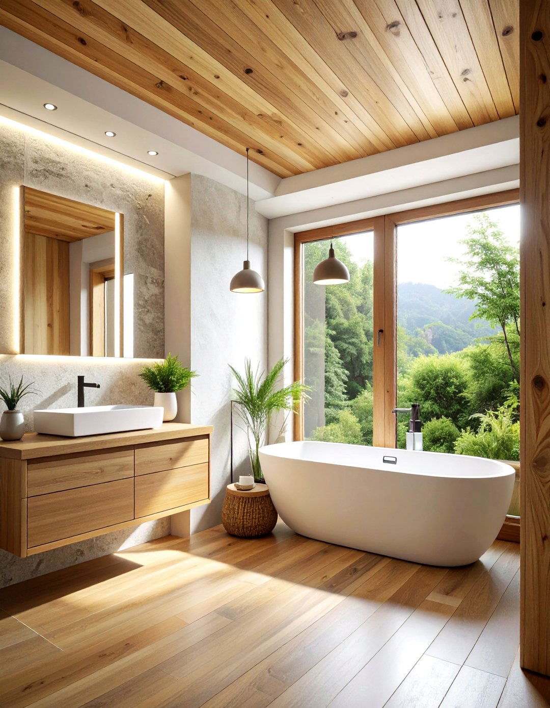 Natural wood ceiling bathroom - 30 wood ceiling bathroom ideas