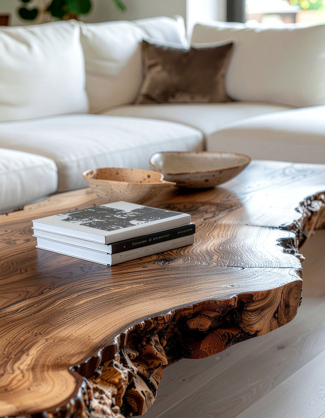 Natural wood coffee table - 30 wellness living room ideas