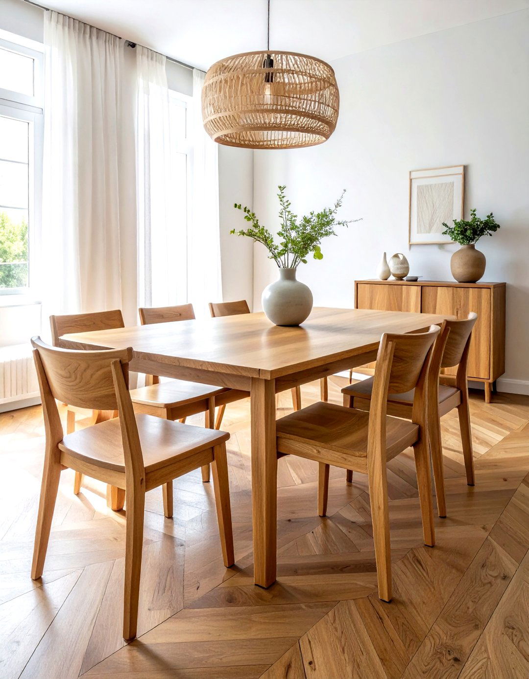 Natural wood dining furniture - 30 narrow dining room ideas