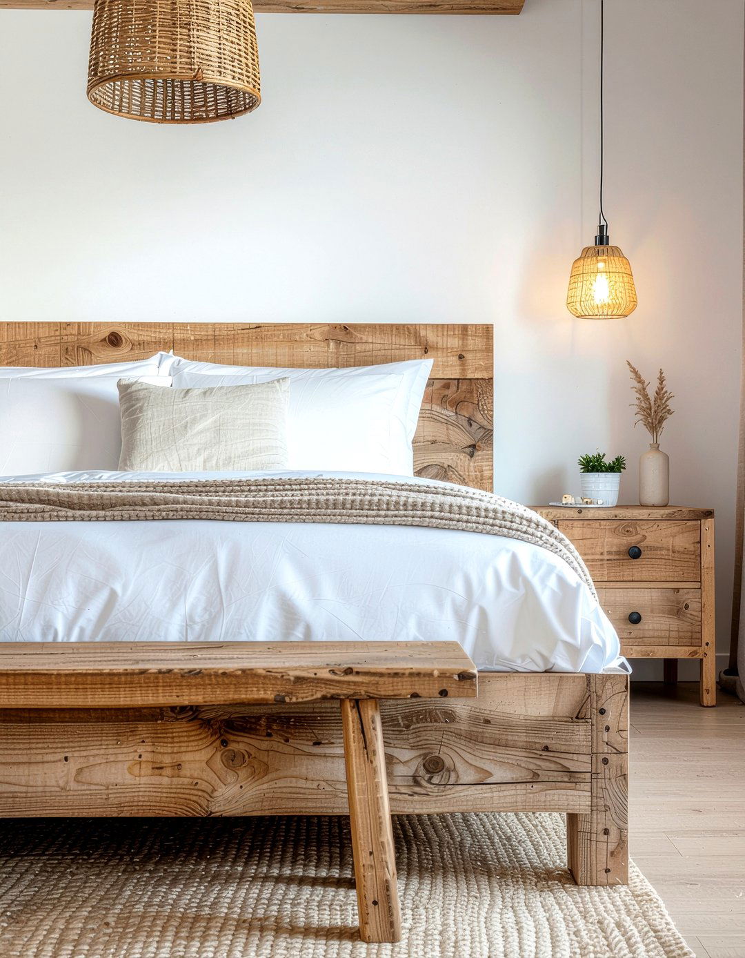 Natural wood furniture - 30 meditation bedroom ideas