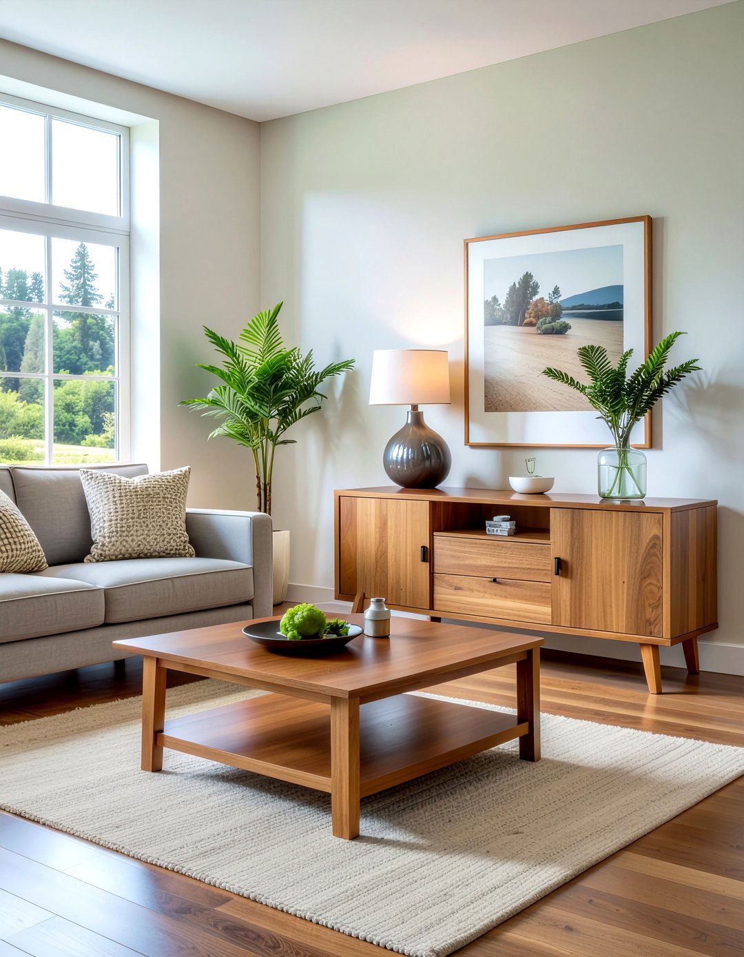 Natural wood furniture - 30 minimalist living room ideas