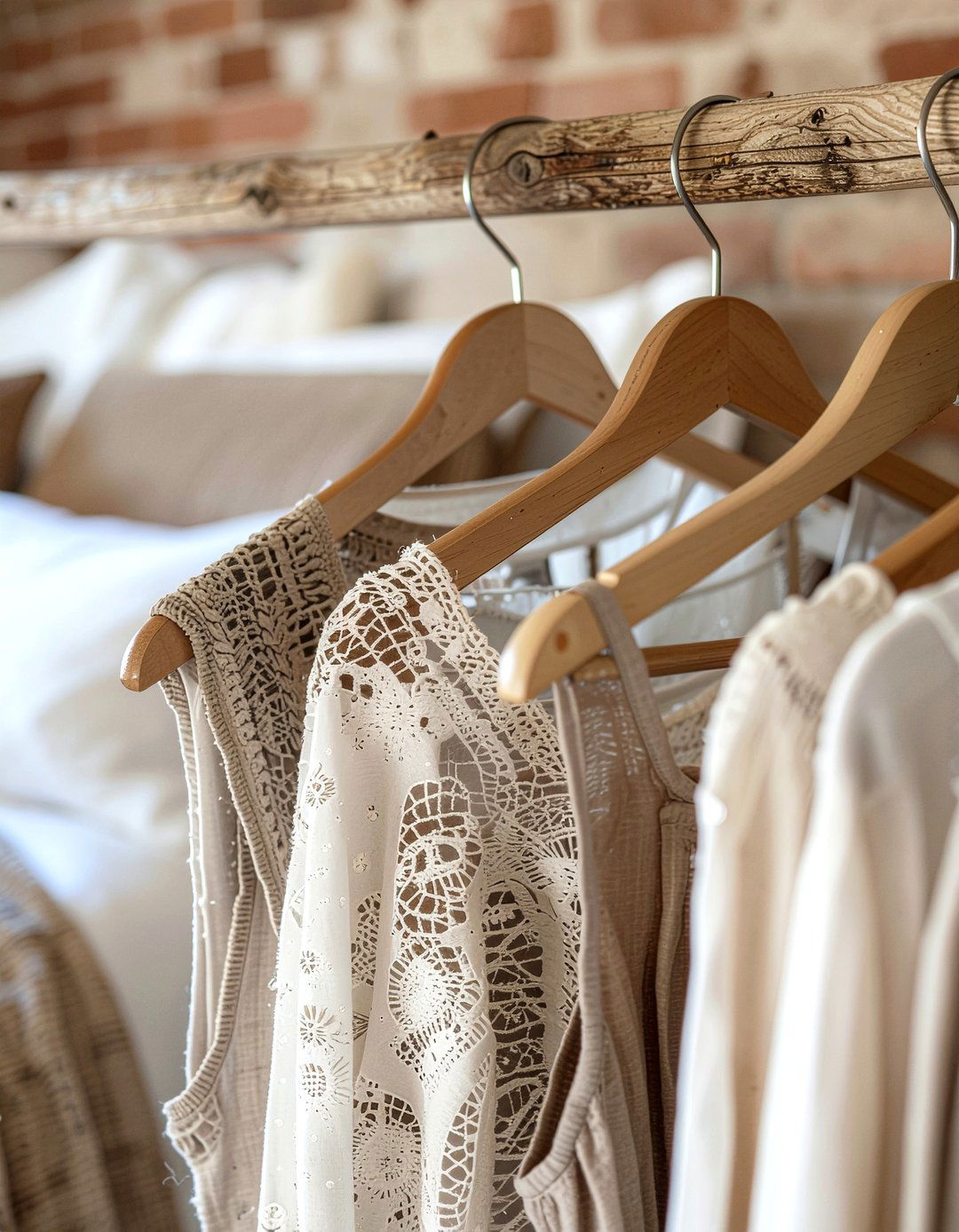 Natural wood hangers - 30 bedroom wooden hangers