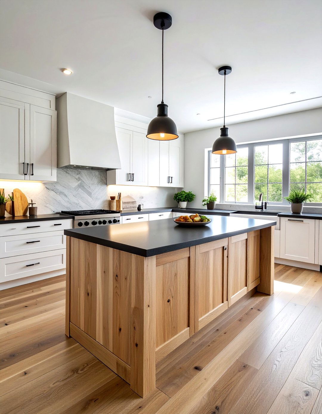 Natural wood kitchen island - 30 custom kitchen ideas
