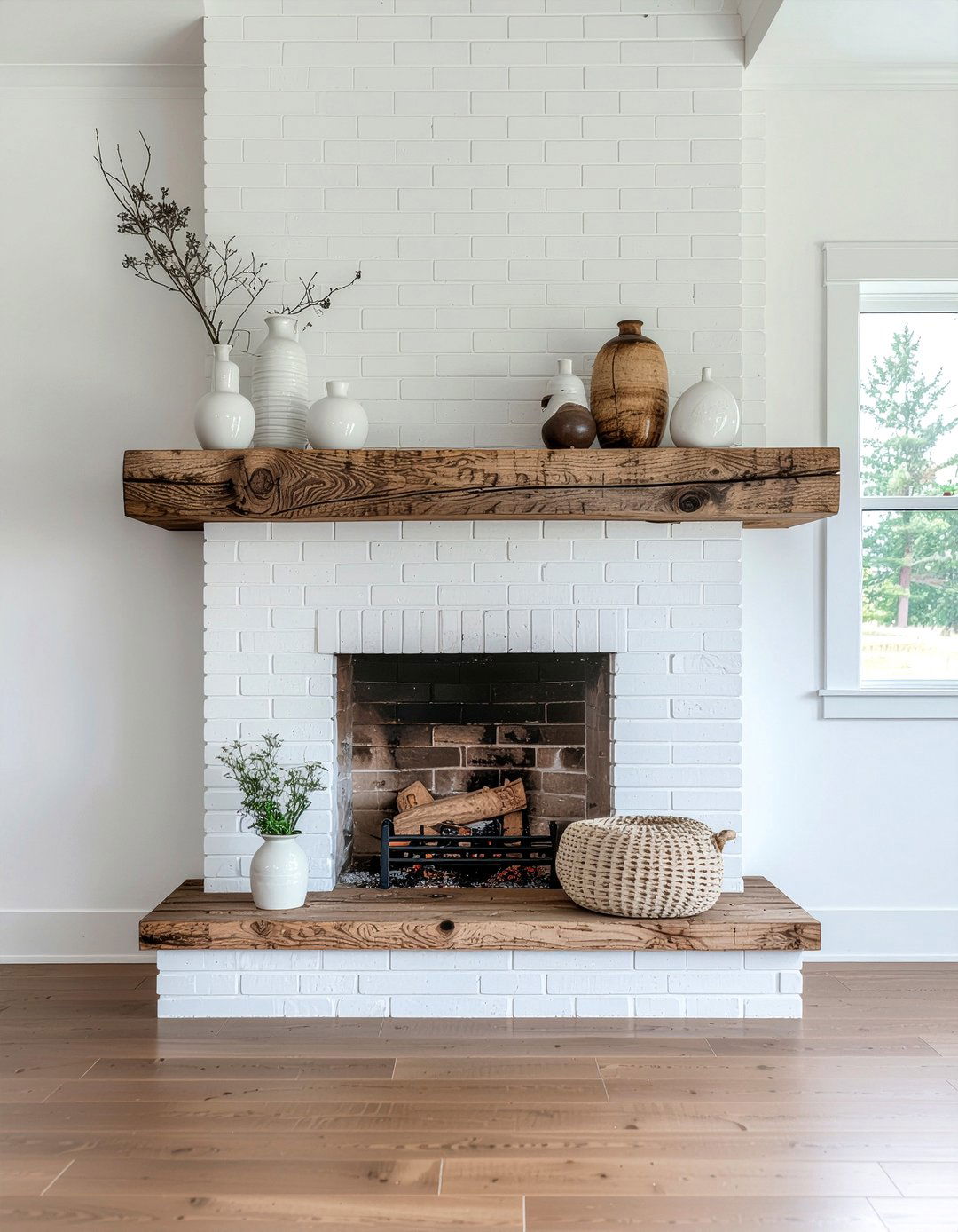 Natural wood mantel - 30 Fixer Upper decor ideas