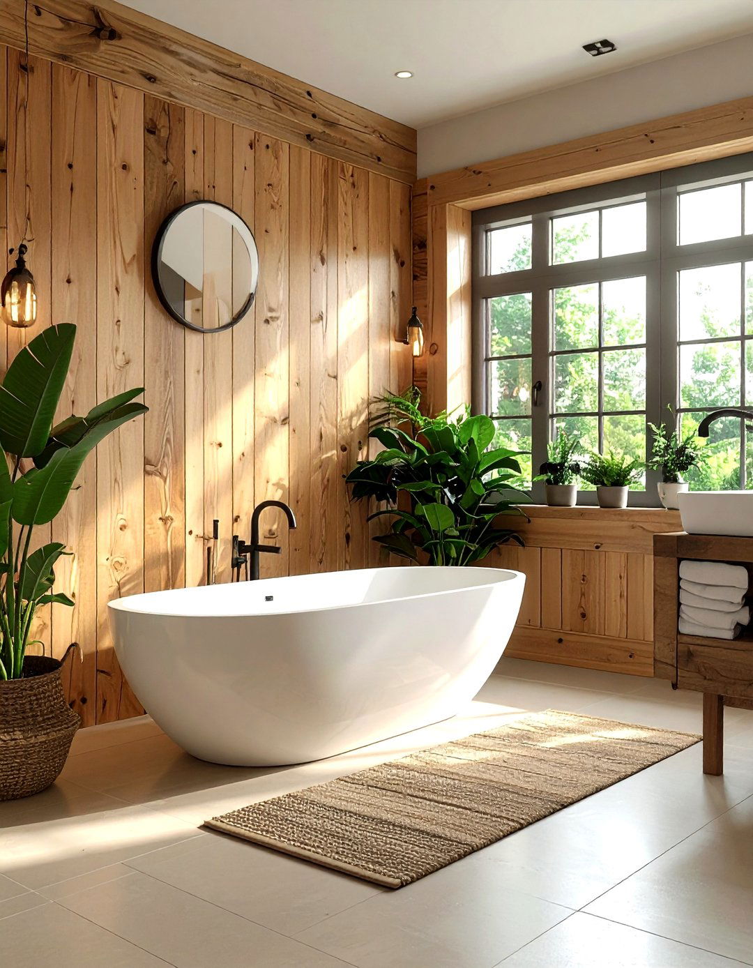 Natural wood shiplap bathroom - 30 shiplap wall ideas