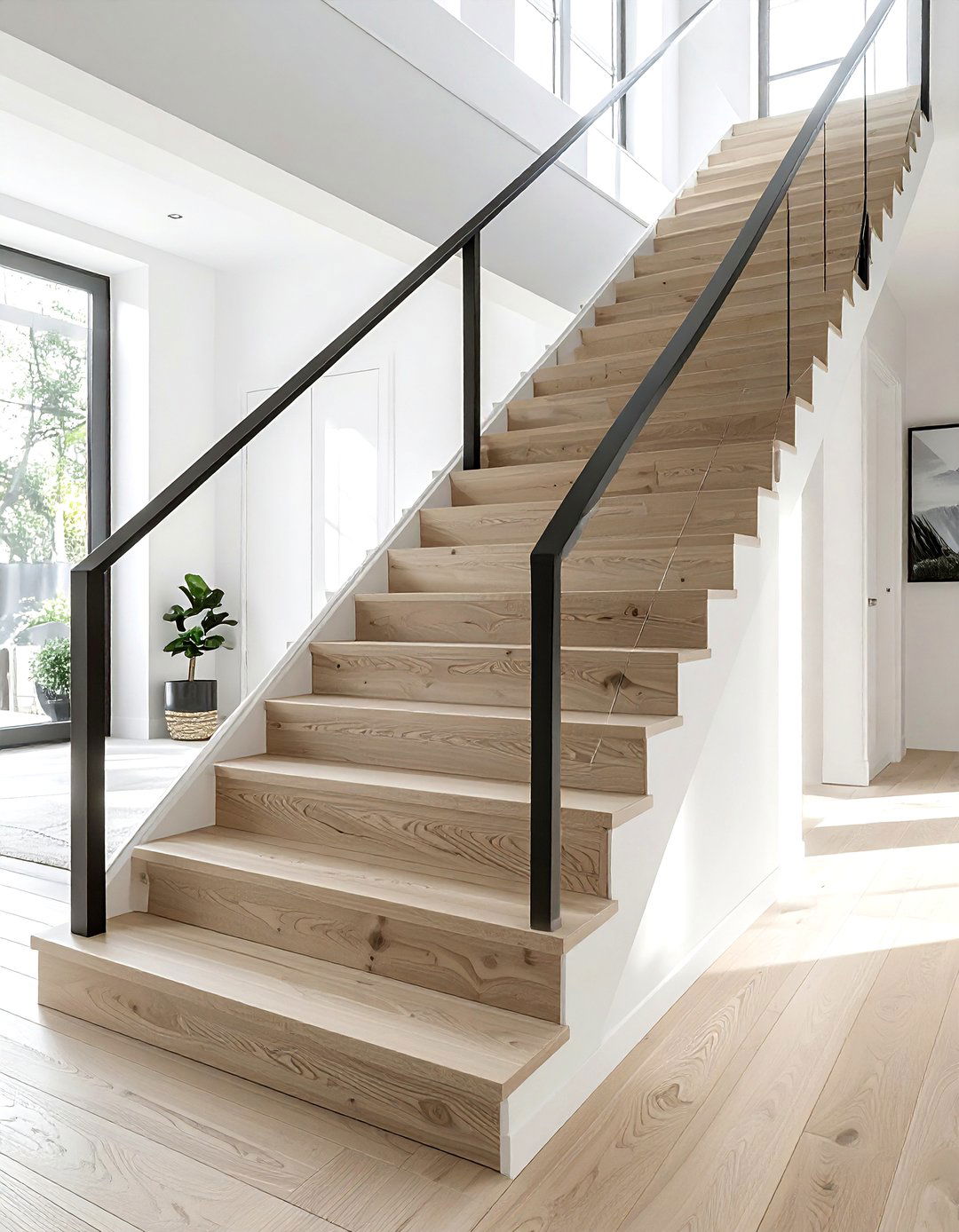 Natural wood stair treads - 30 stairway decor ideas