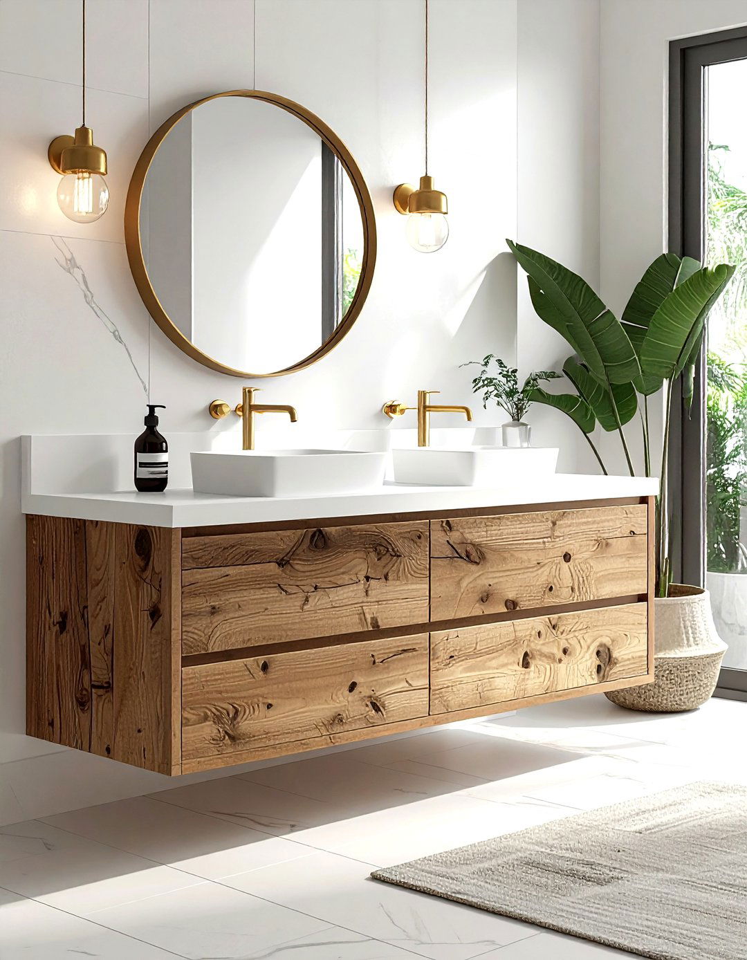 Natural wood vanity - 30 spa bathroom ideas