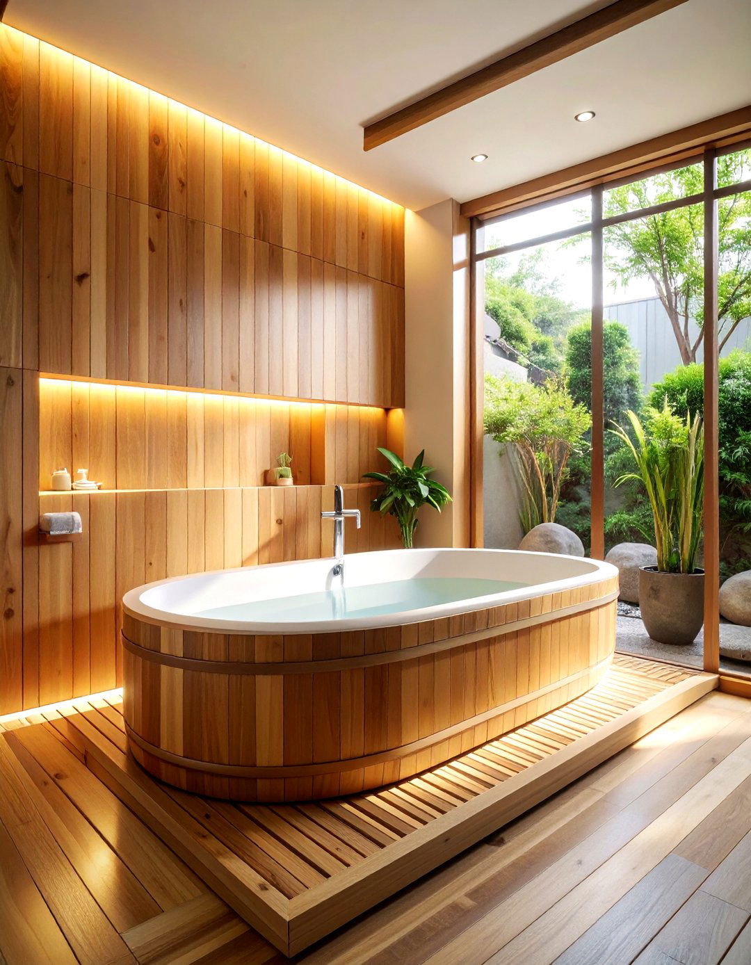 Natural wood walk in tub - 30 walk-in tub ideas