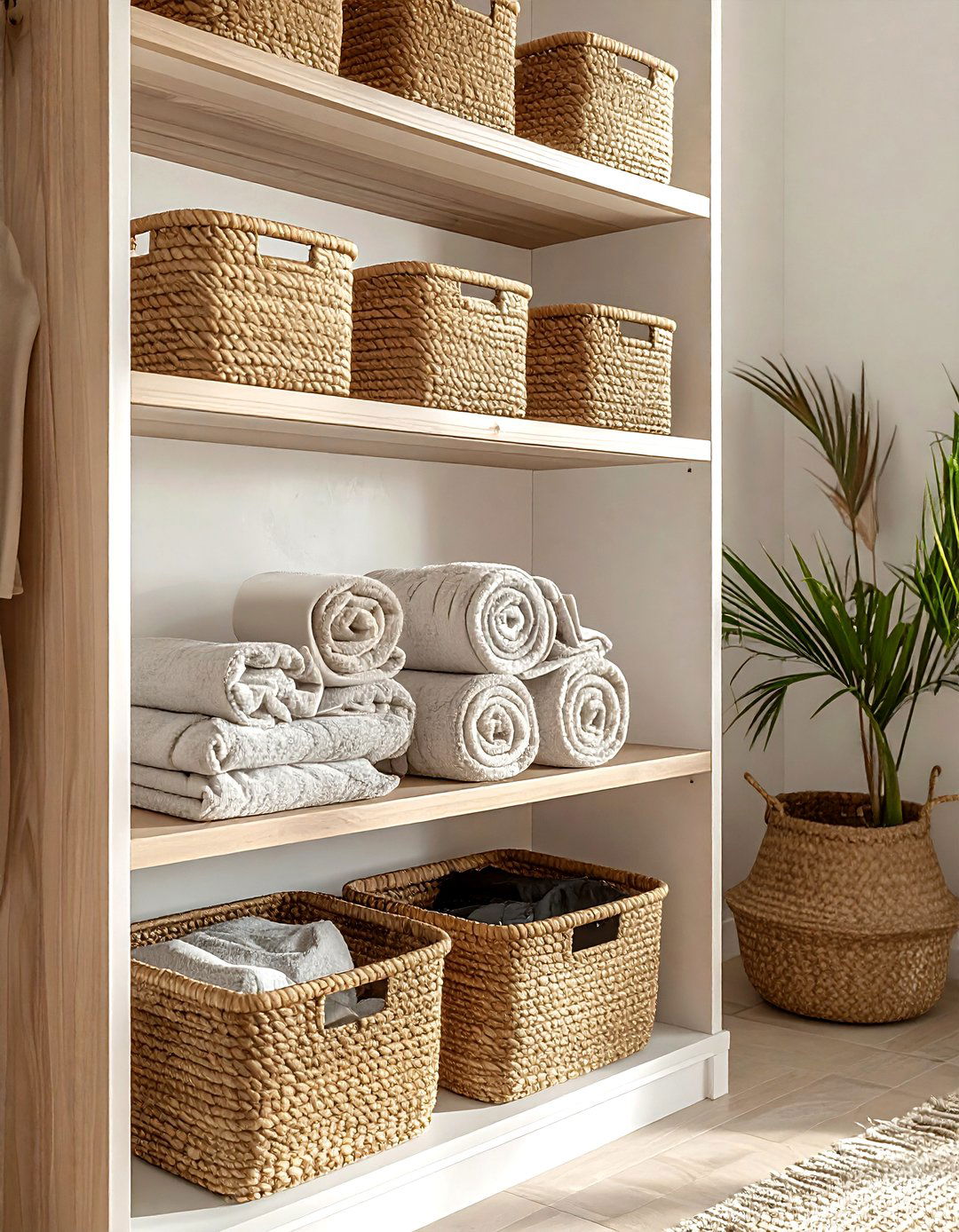 Natural woven storage basket - 30 bedroom closet organization