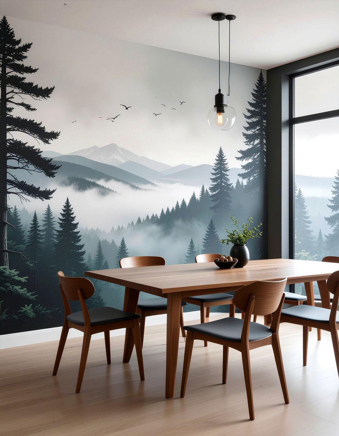 Nature Landscape Mural - 30 garden-inspired dining room ideas