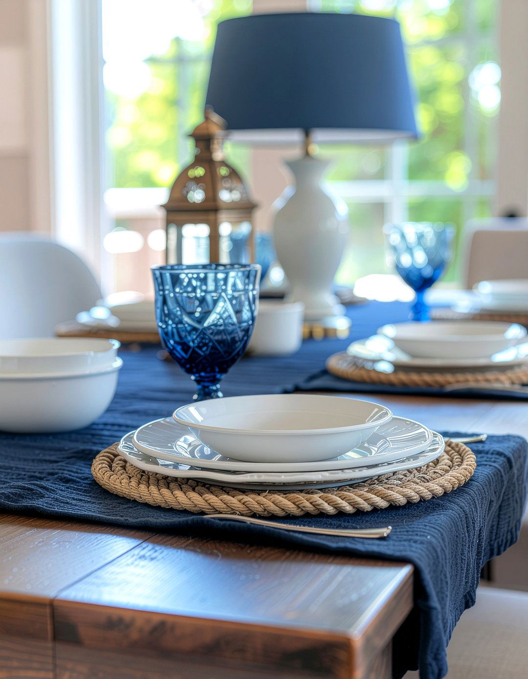 Nautical Blue Table - 30 dining room table setting ideas