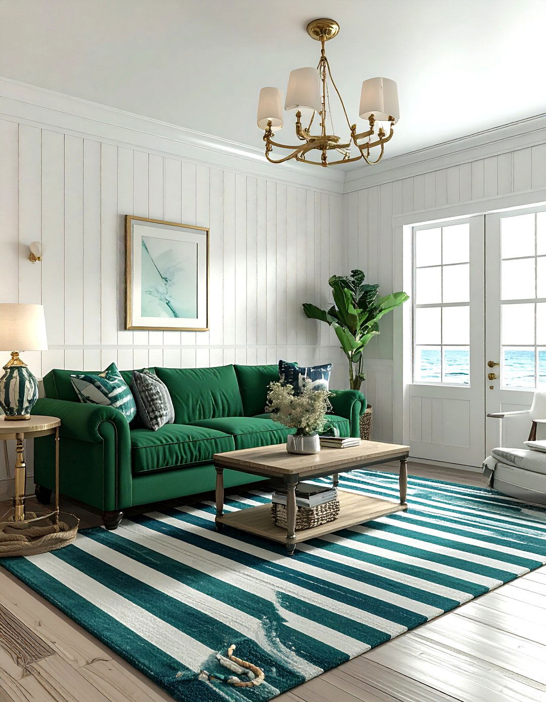 Nautical Green Living Room - 30 coastal green living room ideas