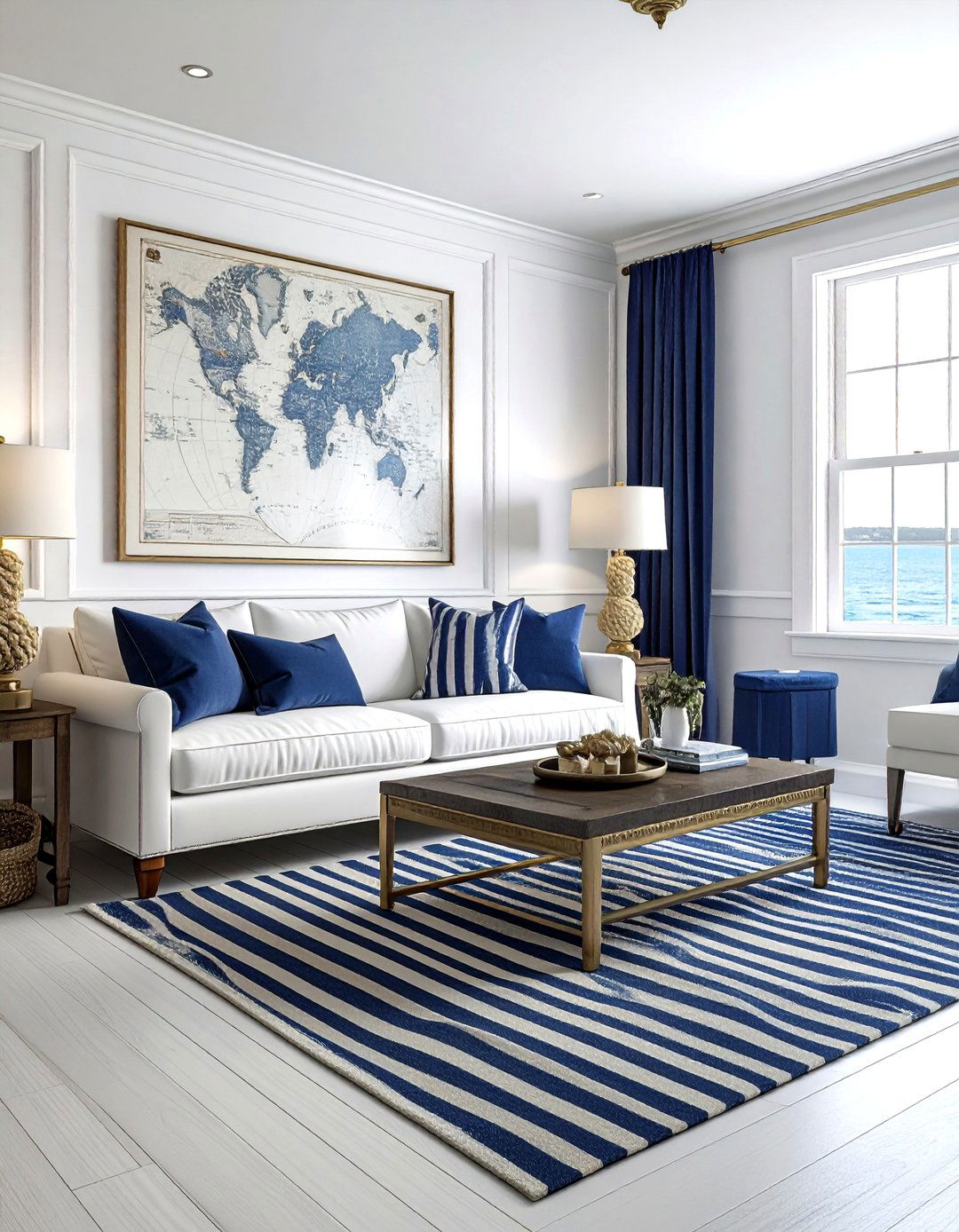 Nautical White Living Room - 30 coastal white living room ideas