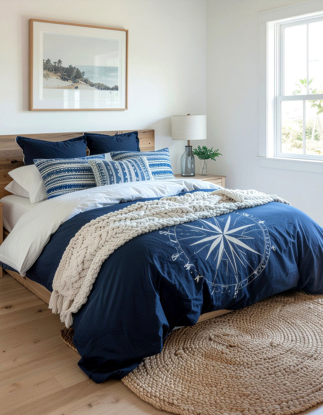 Nautical compass bedding - 30 travel themed bedroom ideas