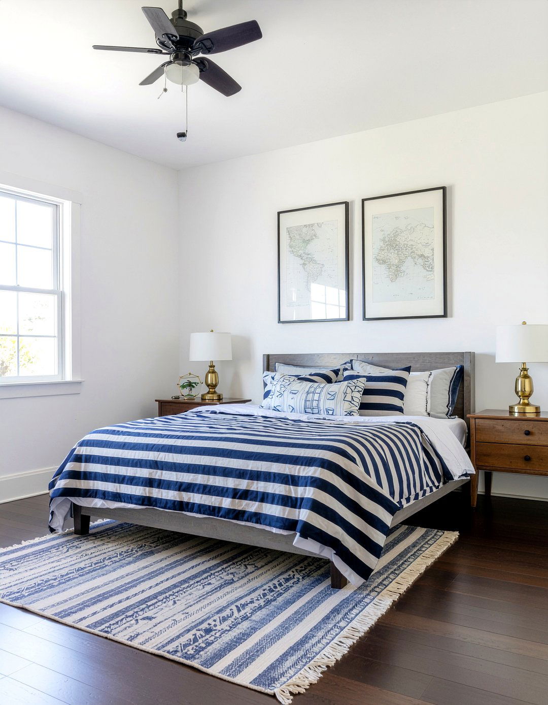 Nautical navy bedroom - 30 beach themed bedroom ideas