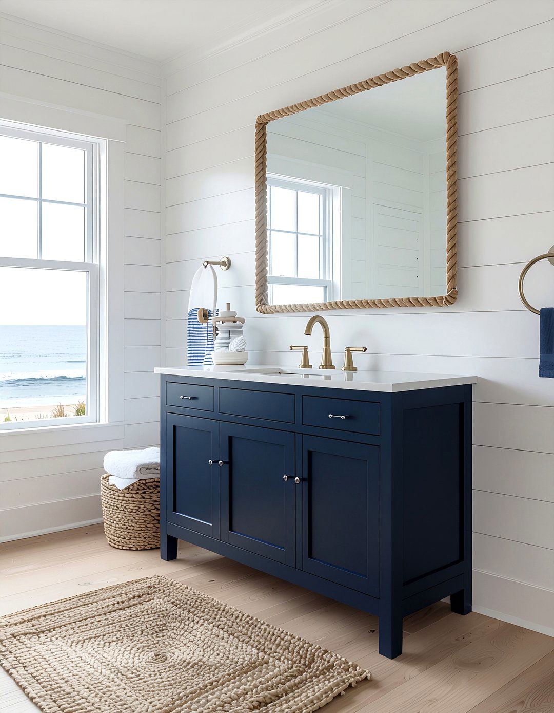 Nautical rope bathroom mirror - 30 bathroom mirror statement ideas
