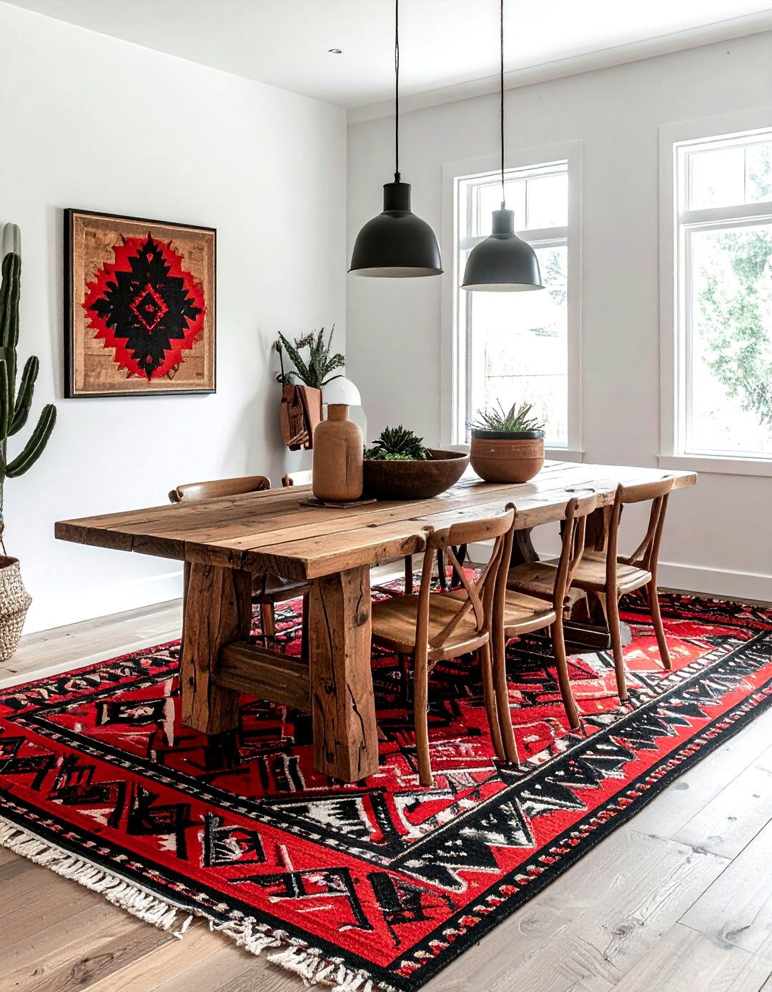 Navajo Rug Under Dining Table - 30 Santa Fe dining room ideas