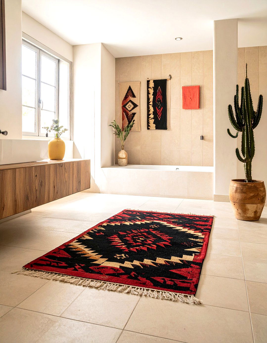 Navajo style rug - 30 southwestern bathroom ideas