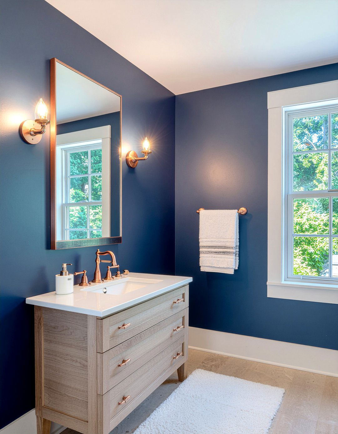 Navy And Copper Bathroom - 30 navy bathroom ideas
