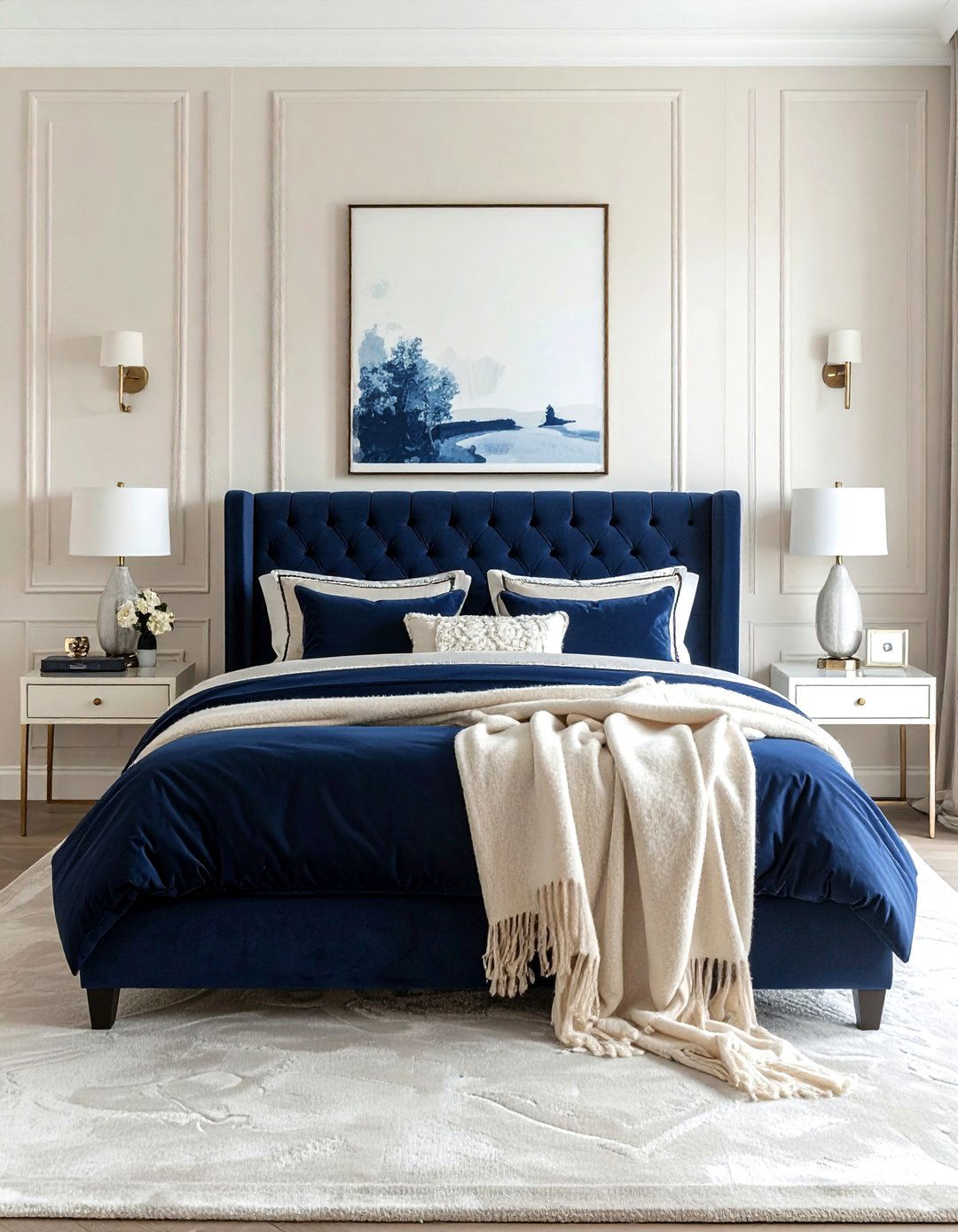 Navy And Cream Bedroom - 30 traditional navy bedroom ideas