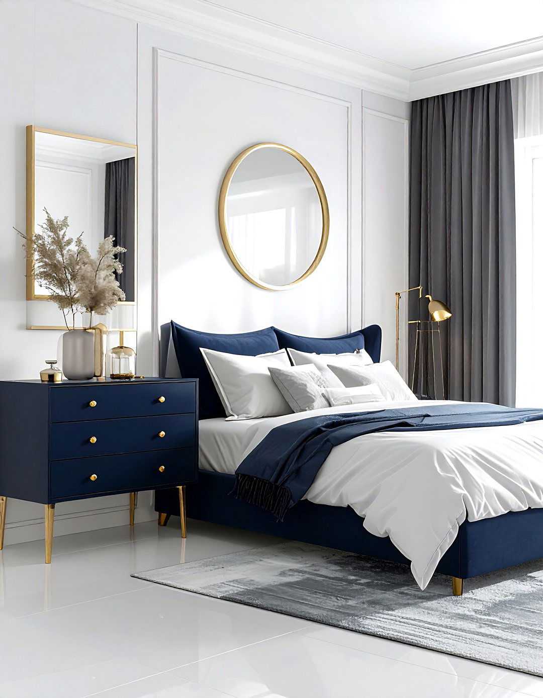 Navy And Gold Accent - 30 scandinavian navy bedroom ideas