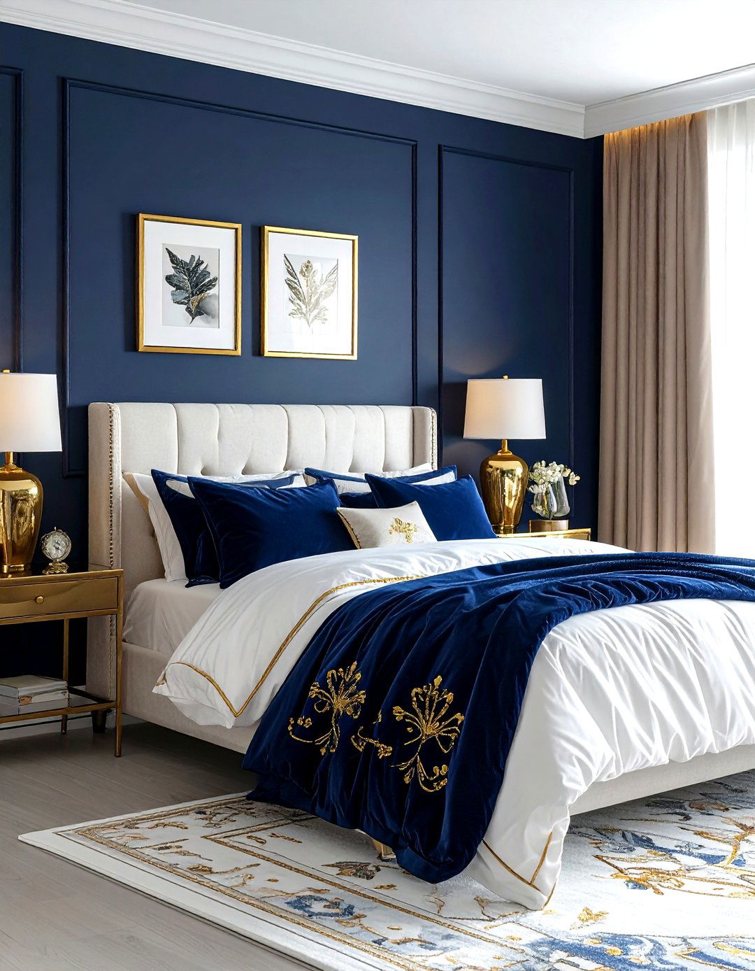 Navy And Gold Decor - 30 navy bedroom ideas