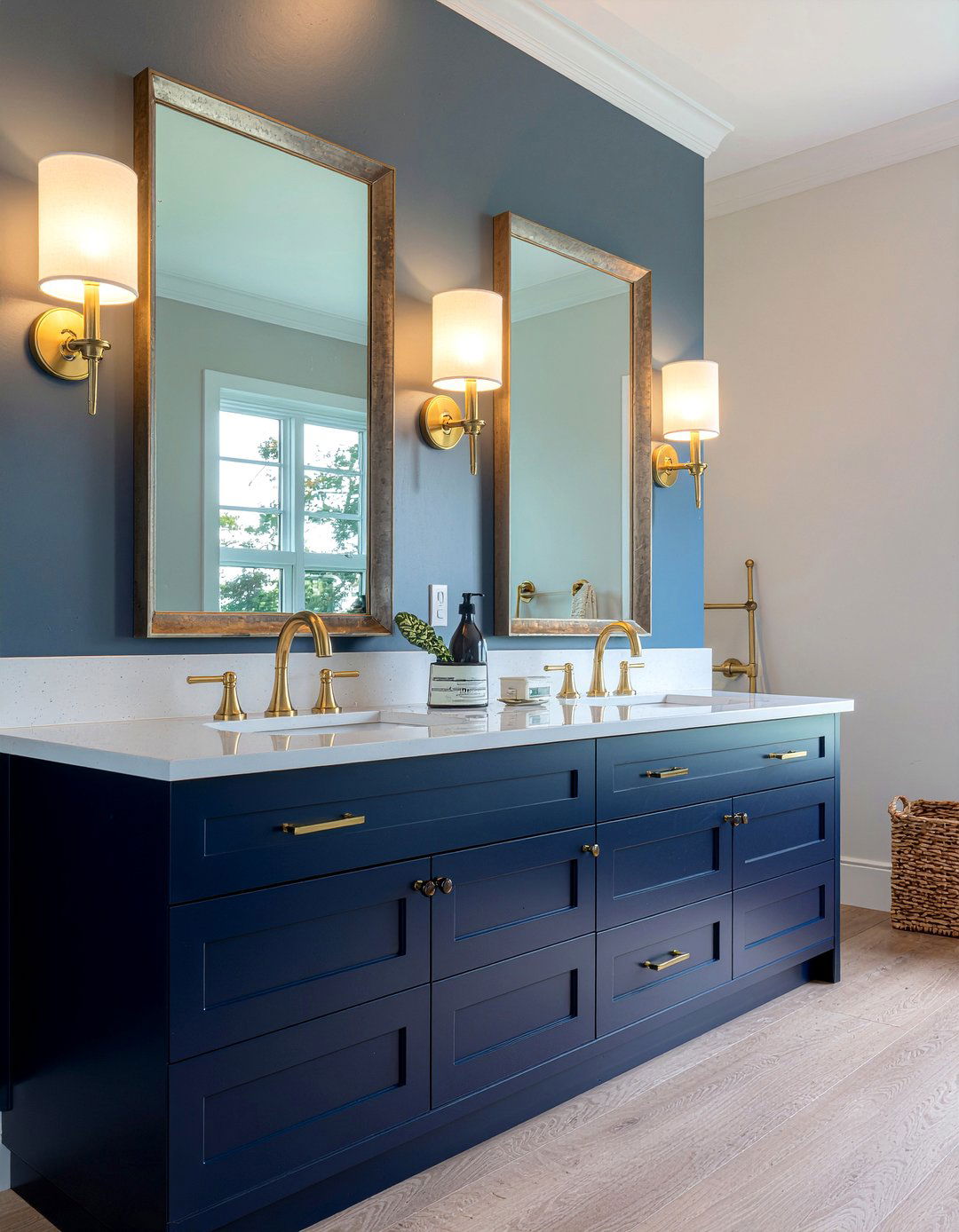 Navy And Gold Light Fixtures - 30 navy bathroom ideas